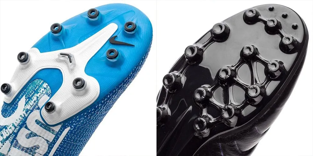 Giày bóng đá đinh AG với đinh nhựa tròn/chữ nhật, tối ưu cho sân cỏ nhân tạo dài