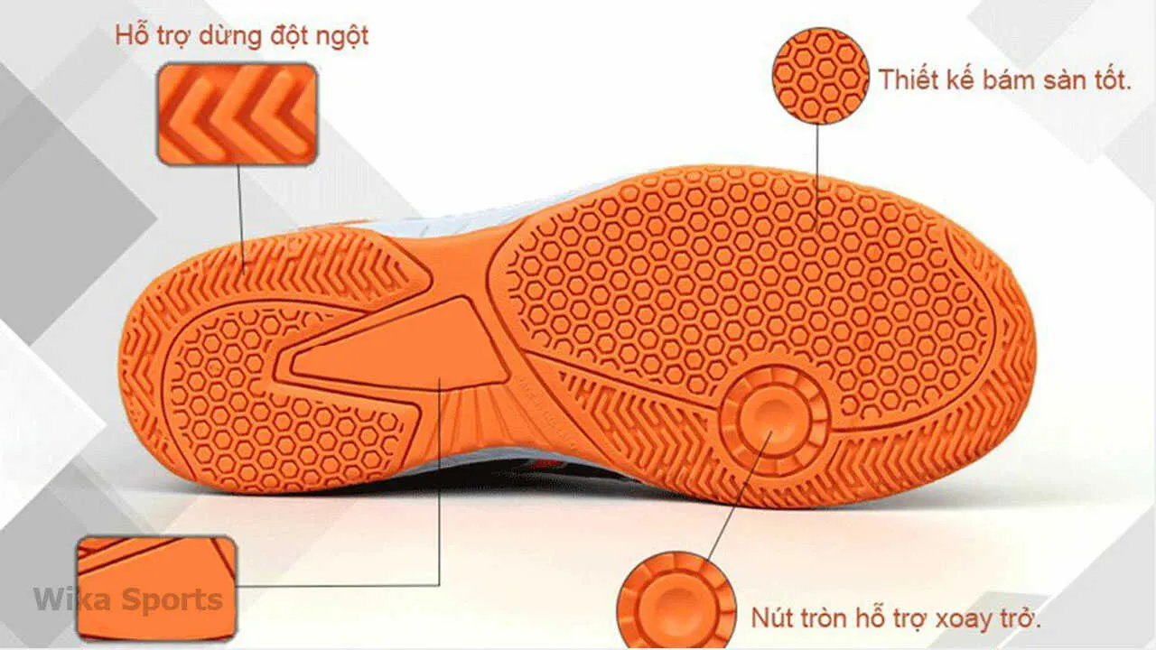 Thiết kế mặt đế giày futsal IC với các rãnh tăng ma sát, phù hợp sân trong nhà và cỏ nhân tạo