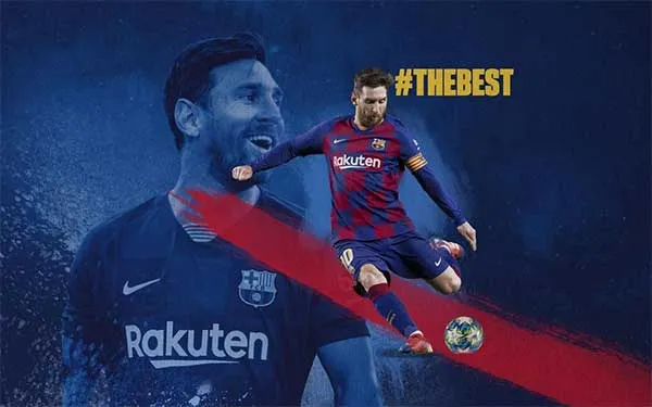 Hình ảnh Lionel Messi đang ăn mừng bàn thắng, người đã có hai lần lập cú Poker