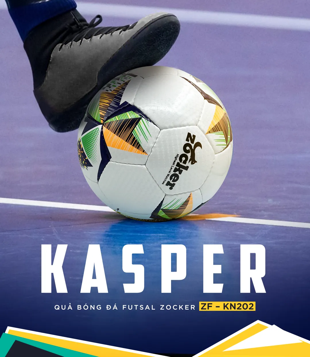 Hình ảnh quả bóng đá futsal Kasper ZF-KN202 chất lượng cao, thiết kế chuyên biệt