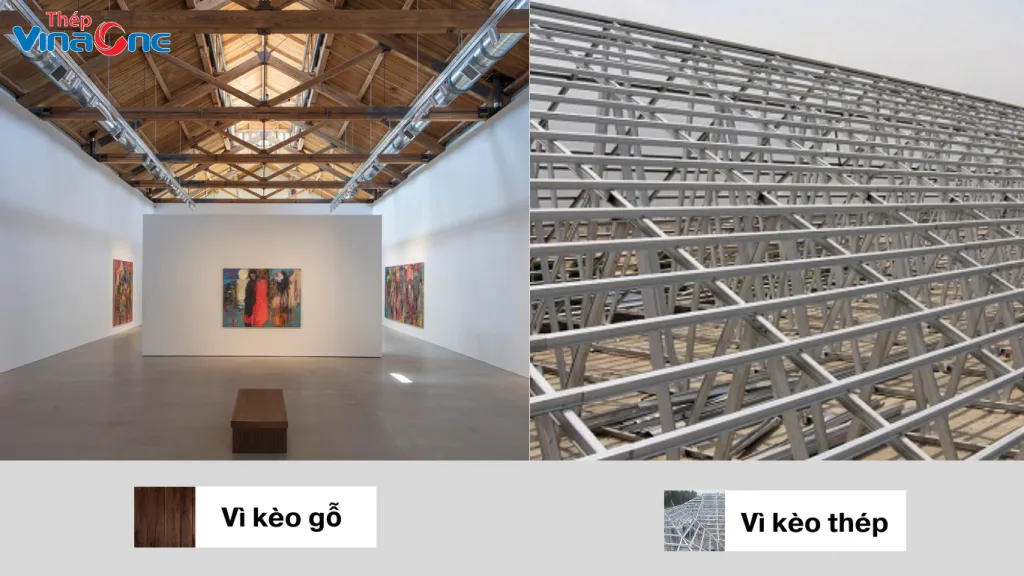 Công trình ứng dụng vì kèo gỗ và thép, thể hiện sự đa dạng vật liệu, như sự phong phú của các loại kèo là cái gì trên thị trường cá cược.