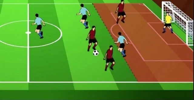 Hình ảnh cầu thủ đứng trong vùng màu đỏ phạm lỗi việt vị