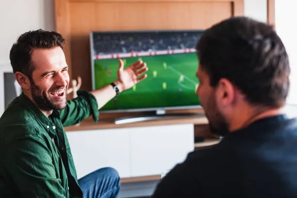 Hai người bạn cùng xem bóng đá, tận hưởng cảm giác phấn khích, điều này giải thích bóng đá có gì vui